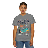 Motel Pool Forecast T-Shirt — Vintage Resort Graphic Tee (“100% chance of staying pool”)
