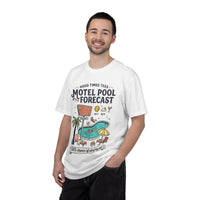 Motel Pool Forecast T-Shirt — Vintage Resort Graphic Tee (“100% chance of staying pool”)