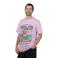 Motel Pool Forecast T-Shirt — Vintage Resort Graphic Tee (“100% chance of staying pool”)