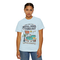 Motel Pool Forecast T-Shirt — Vintage Resort Graphic Tee (“100% chance of staying pool”)